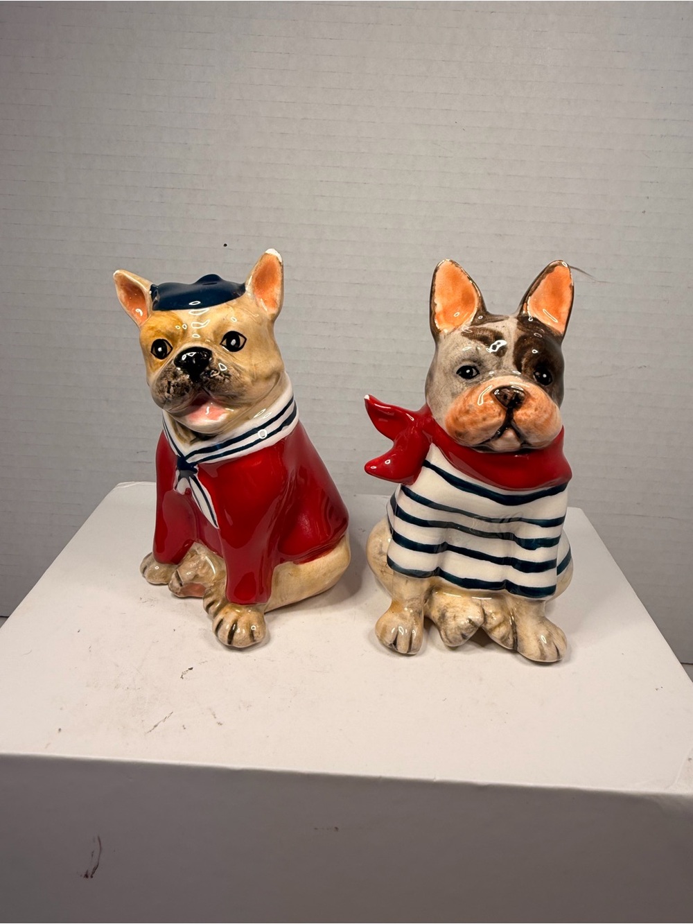 Blue Sky Ceramics French
Bulldog Sailor Salt and Pepper Shaker Set